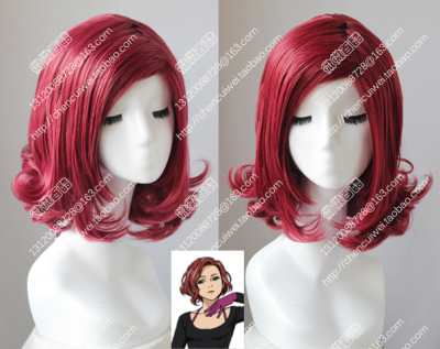 taobao agent Cosplay wig Mila Barbiecheva Yuri on ice dark red pear flower short curly wig