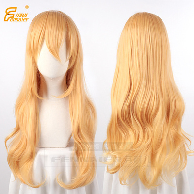 taobao agent Fenny April is your lies, Gongyuan Kaoru Cosplay wig foggy rain, magic sandy golden curly hair