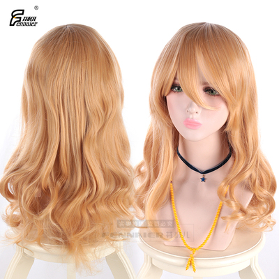 taobao agent Wig, golden bangs, wavy helmet, internet celebrity, curls, natural look