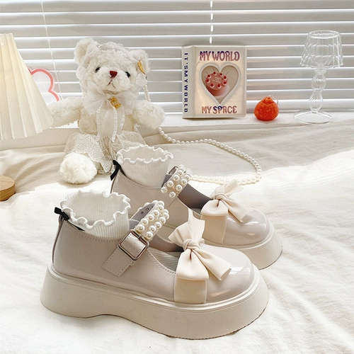 Белая ретро летняя обувь на платформе, подходит с юбкой с бантиком для кожаной обуви, французский стиль