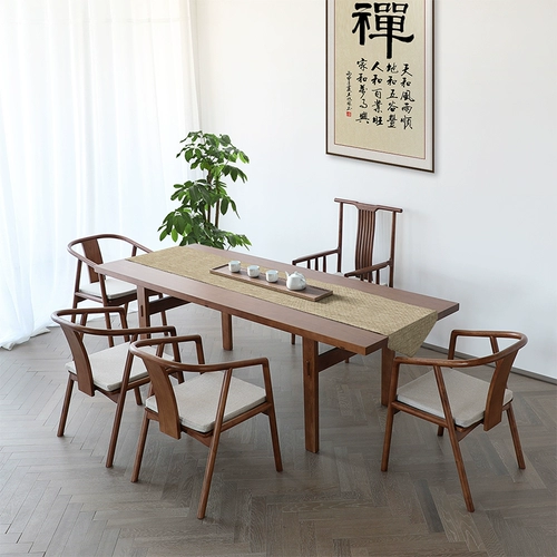 Большой доска чайный стол и стул Современный китайский стиль с твердым деревом чайный кресло чайный чайный ресторан новый китайский ресторан минималистский ресторан