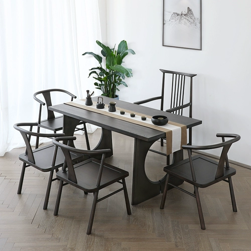 Полный деревянный чайный стол и стул Комбинированные дома сухой пузырь один стол, пять стульев, современные минималистские дымные новые китайские чайные столы и стулья