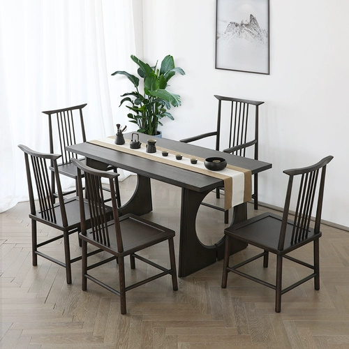 Чайный стол и стул Комбинация современного китайского стиля с твердым деревом чайное кресло чайный чайный чайный ресторан Новый китайский ресторан минималистичные столы и стулья