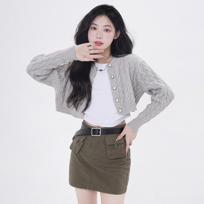 taobao agent Knitted autumn sweater, jacket, short cardigan