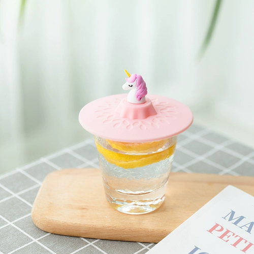 Мультяшный пищевой силикон, пылезащитная милая универсальная крышка для стакана с уплотнителем