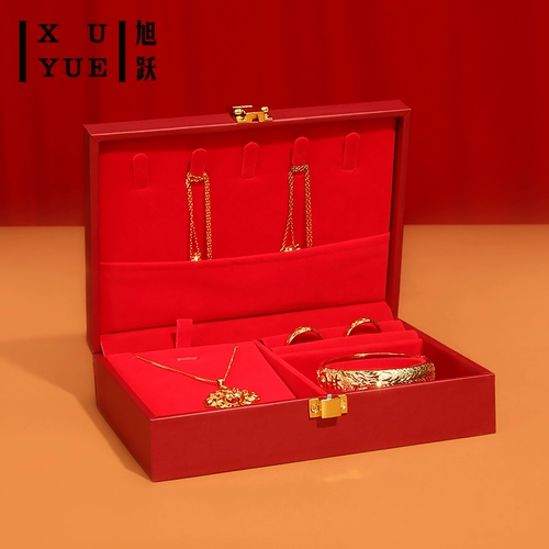 Красная праздничнная золотая коробочка для хранения, праздничнный аксессуар, коробка