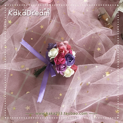 taobao agent Special] Mini Simulation Rose Hand Hand Hand Bouquet BJD/AZ/OB/OB/Keer Doll 6 points with pink purple system