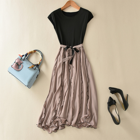 气质仙裙子飘逸荷叶边雪纺高端连衣裙女夏装2017新款欧洲站中长款