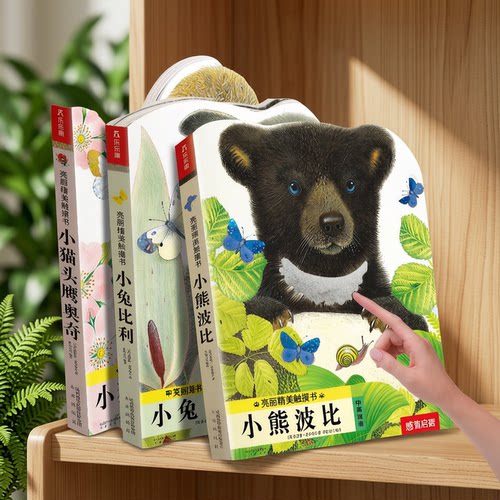触摸书小熊波比幼儿早教亮丽精美小兔比利