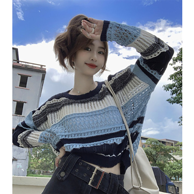 taobao agent Sexy short autumn top, knitted sweater, plus size, fitted