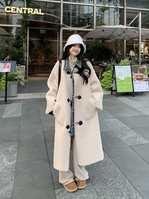 taobao agent Long jacket, velvet set, coat, plus size, fitted, Korean style, plush