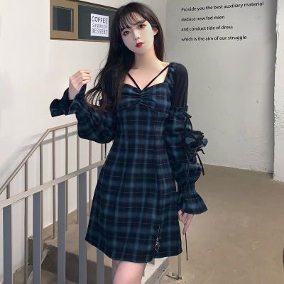 taobao agent Dress, autumn design belt, mini-skirt, plus size, fitted, trend of season