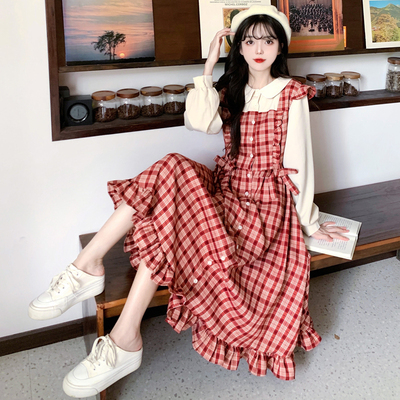 taobao agent Dress, Japanese set, plus size, autumn, fitted