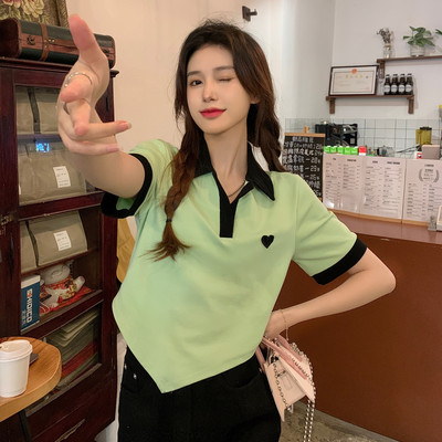 taobao agent Polo, design short sleeve T-shirt, short top, plus size, trend of season, fitted