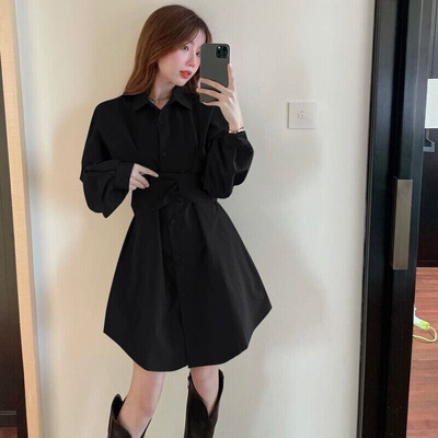 taobao agent Autumn dress, set, shorts, plus size, polo collar, fitted