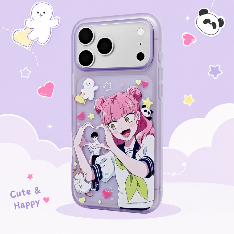 Anime Girl & Panda Cute Cartoon Transparent iPhone Case