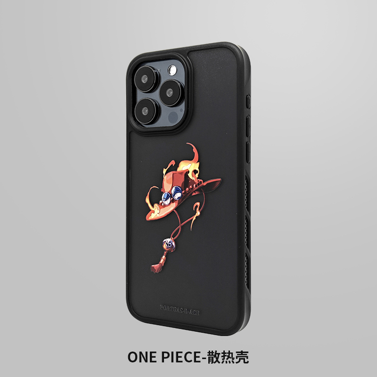 One Piece Ace Flames Hat Black iPhone Case