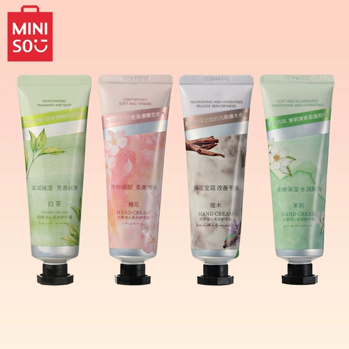 Miniso, крем для рук, защитный увлажняющий белый чай из сандалового дерева, против трещин
