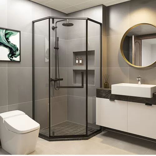 Душевая комната с нержавеющей сталью с бриллианной душевой комнатой Общая ванная квадратная ванная комната для ванной комнаты.