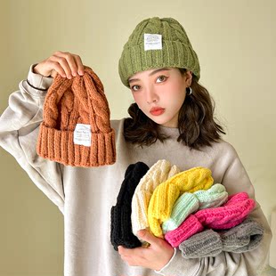 Твердый японский витой шерстяную шапку ребенок корейский осень и зима студент теплый счет вязаная шапка любители дикий Холодная шляпа