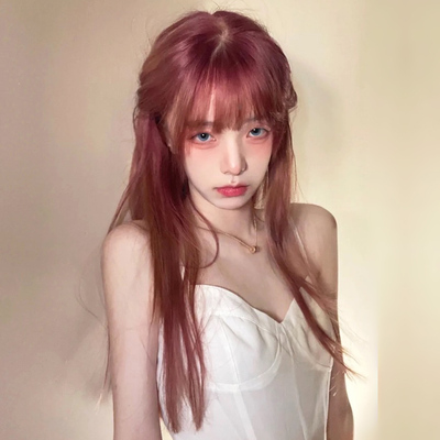 taobao agent Water dancer berry red wig female long straight hair y2k sweet hot girl color lolita natural tide full head