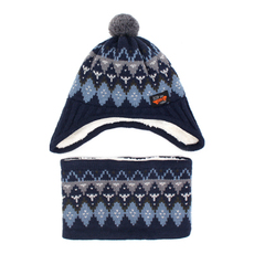 Комплект из двух частей 韩国儿童帽子围巾两件套卡通男童宝宝冬季加绒保暖围脖一体套装