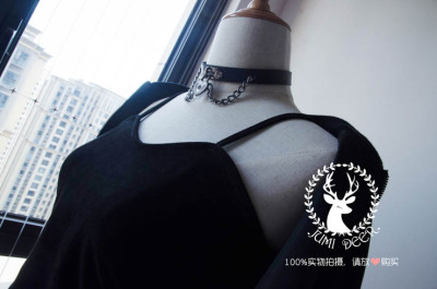 taobao agent 【Miss Black Cat】Deer vest in summer and autumn hard sister Gothic dark sling tie strap suede