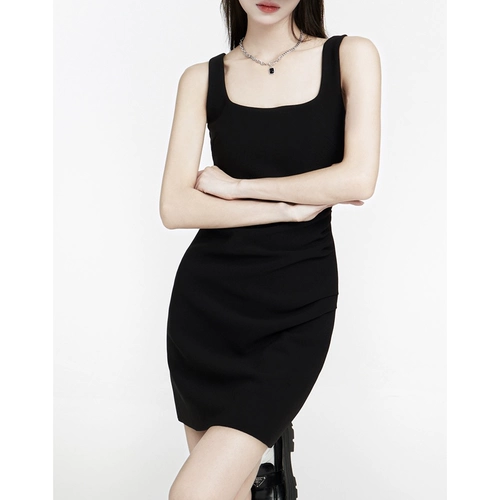 Черная униформа медсестры, топ с чашечками, летнее платье, с акцентом на бедрах, в корейском стиле