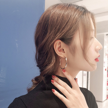 欧美潮人夸张显脸瘦的个性钛钢耳环女高级感气质小众韩国大气百搭