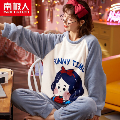 taobao agent Demi-season pijama, warm coral velvet cute set, Korean style