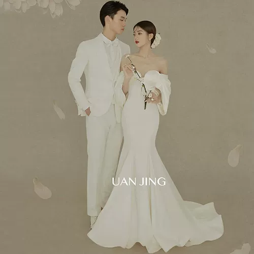 Ретро белое свадебное платье подходит для фотосессий для влюбленных, китайский стиль, крой «рыбий хвост»