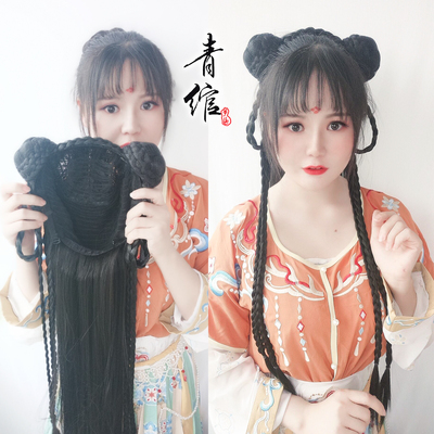 taobao agent [Qingyu] Hair hoop wig all -in -one Hanfu half hair set of novice lazy people tanza skirts, ancient style girls