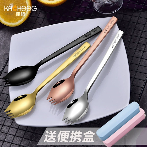 304 из нержавеющей стали интегрированная ложка вилка Симпатичная креативная корейская двойная ложка Spoon Spoon Set, Spoon Bubble Loodle Spoon