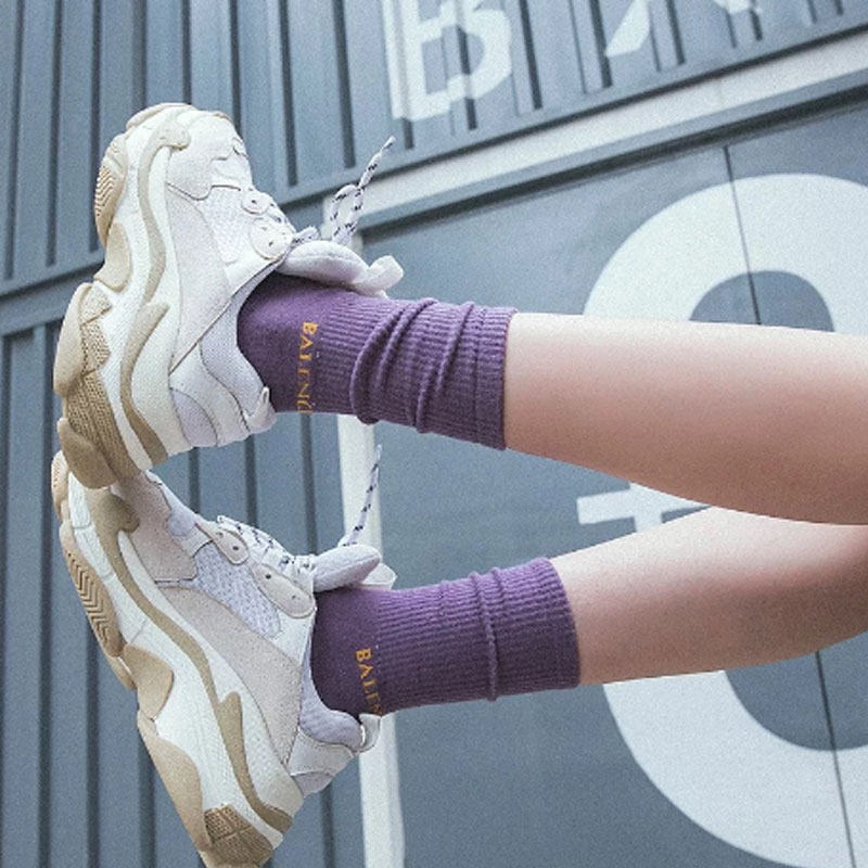 老爹鞋袜子女搭配百搭夏季糖果色堆堆袜日系长袜中筒袜彩色秋冬