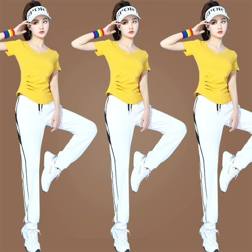 Танцующий летний модный комплект для спортзала, короткий рукав