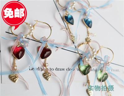 taobao agent Genuine brand crystal heart-shaped with tassels, earrings, ear clips