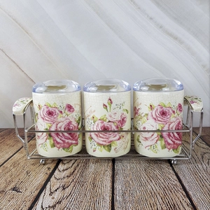 Корейская натуральная SHABBY ROSE розовая керамическая банка для приправ в европейском пасторальном стиле для кухни с крышкой и пылезащитной крышкой