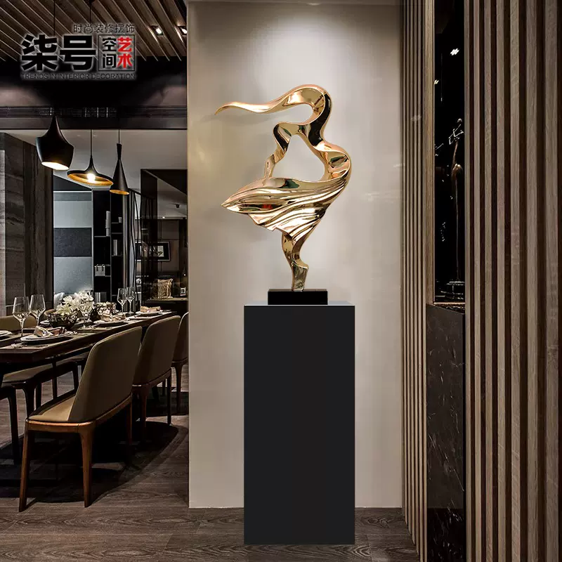 玄關創意桌面現代抽象擺設酒店大堂雕塑藝術品客廳擺件室內裝飾品-Taobao