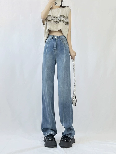 Весенние джинсы, летние дизайнерские штаны, высокая талия, свободный прямой крой, тренд сезона