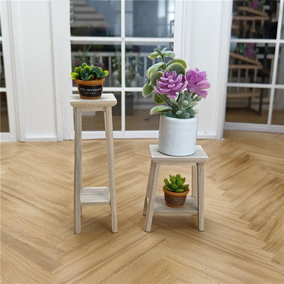 taobao agent 1: 12OB11 Doll House Mini Furniture Wooden DIY DIY Pain Basin Scenic Scenery Flower Simple and Gallpies Stool Model