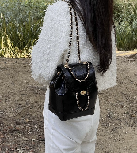 Сумка, масло для цепи, кожаный рюкзак, Южная Корея, в стиле Шанель, из натуральной кожи