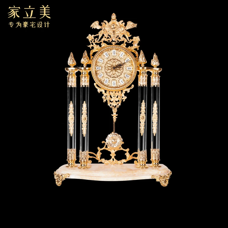 European -style pure bronze clock desktop table surface, living room fashion creative sitting bell quiet desktop atmosphere American clock ornaments