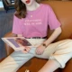 Áo thun nữ tay ngắn 2021 mẫu mới Hàn Quốc áo sơ mi trắng cotton rộng rãi mùa hè lưới màu đỏ in xu hướng quần áo nữ siêu hot - Áo phông