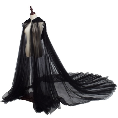 taobao agent Extra-long trench coat with hood, retro colored black Hanfu