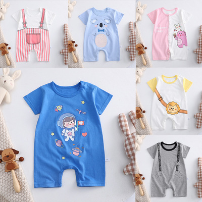 taobao agent Cotton summer children's thin bodysuit for boys, with short sleeve