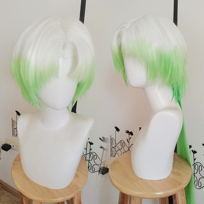 taobao agent [TAN] Food Story Kaishui COS COS styling White -green gradient wigs of cosplay to draw