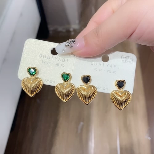 Золотые серьги в виде сердечка, коллекция 2022, легкий роскошный стиль, серебро 925 пробы, золото 750 пробы