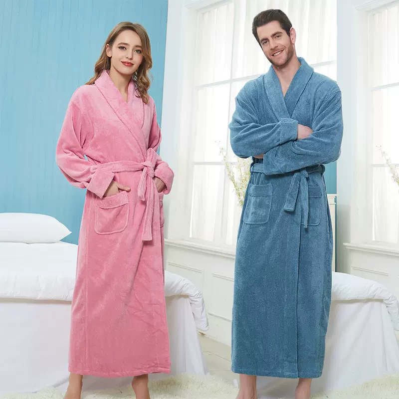 浴袍纯棉毛巾料男女加厚冬情侣睡袍长款游泳洗澡温泉吸水速干浴衣