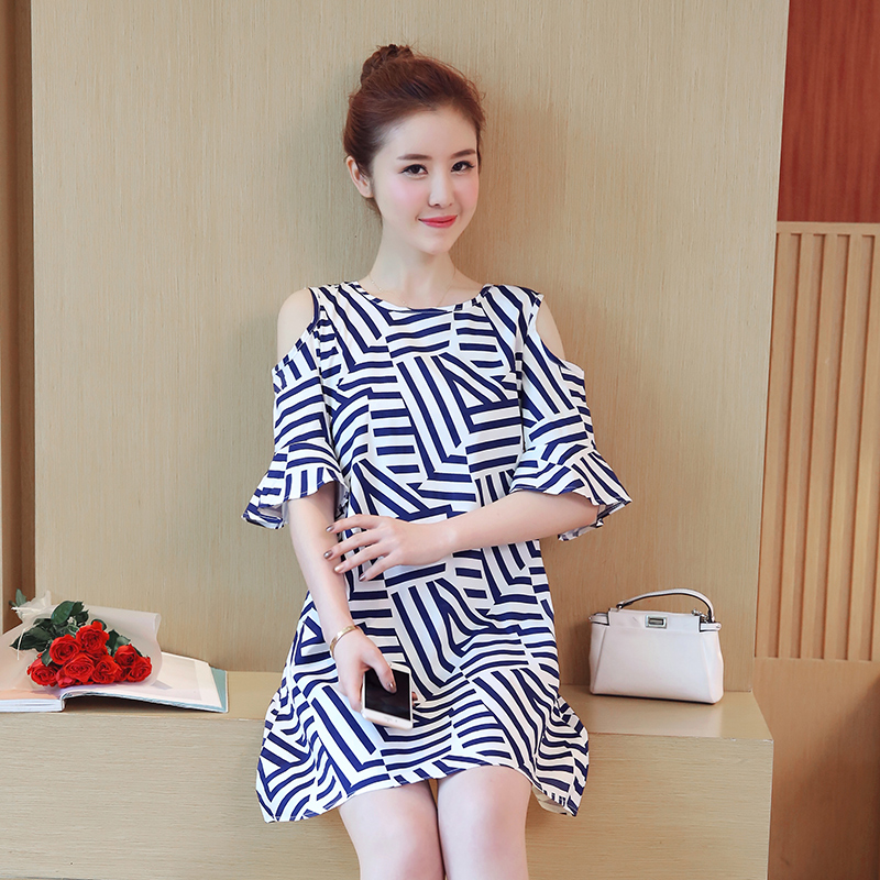 Buy Slim 2020 new korean style plus size women's dress air fat mm belly ...