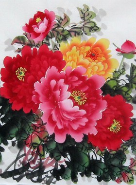 纯手绘国画牡丹客厅字画真迹挂画装饰画书画山水墨画竖幅花开富贵